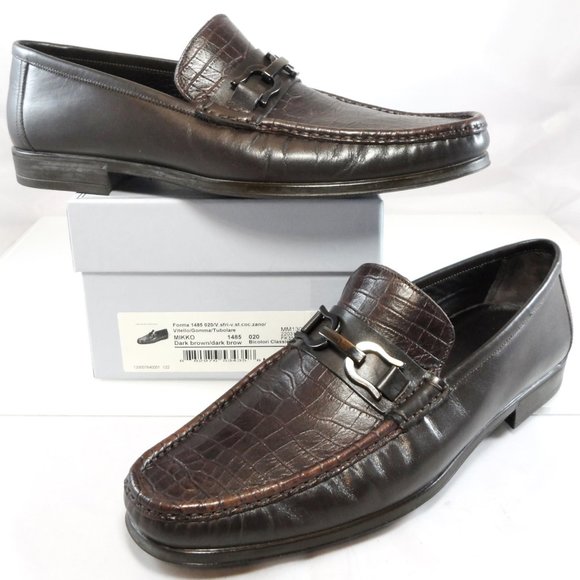 NIB$525 Bruno Magli Mikko Brown Croc Leather Moc Toe Horsebit Dress Loafer 11.5 - Picture 3 of 12